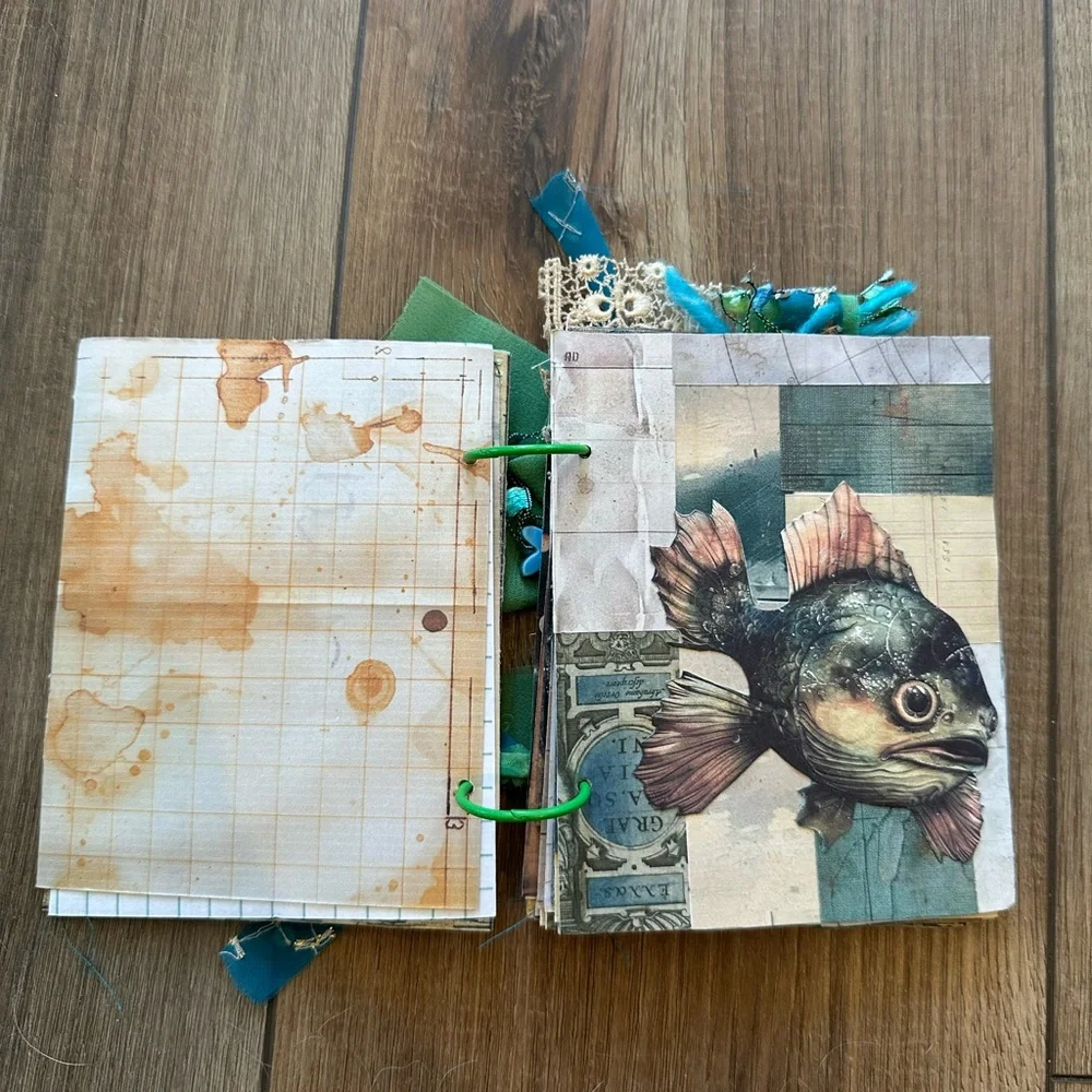 Fish-Themed Junk Journal with Teal Accents